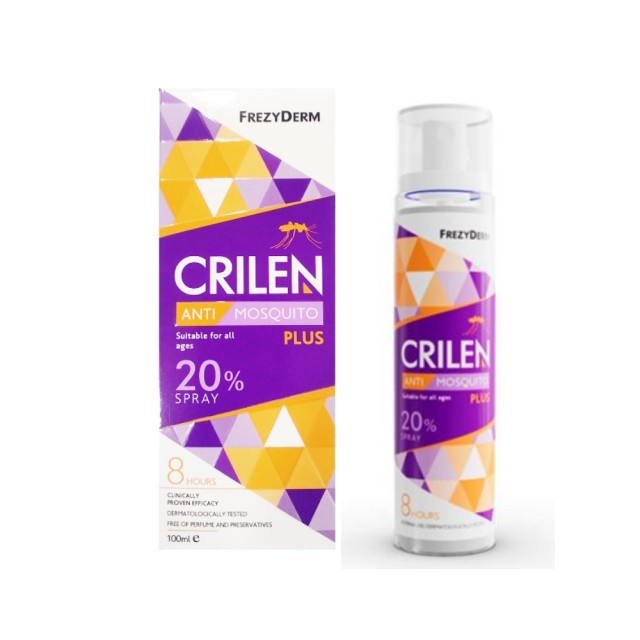 Frezyderm Crilen Anti Mosquito Plus 20% Spray 100ml (Εντομοαπωθητικό Γαλάκτωμα σε Σπρέι για Όλη την Οικογένεια)