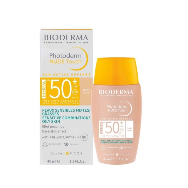 Bioderma Photoderm Nude Touch Light SPF50+ 40ml (Αντηλιακό Προσώπου με Χρώμα για Μεικτή/Λιπαρή Επιδε