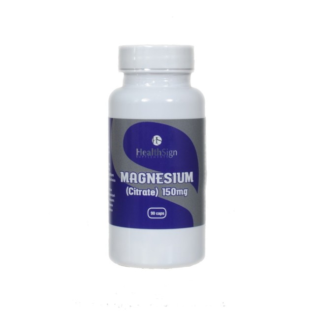 Health Sign Magnesium Citrate 150mg 90caps (Συμπλήρωμα Διατροφής με Μαγνήσιο για την Φυσιολογική Λει