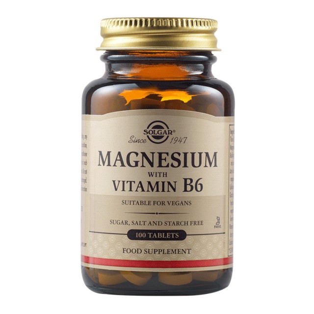 Solgar Magnesium With Vitamin B6 100tabs (Συμπλήρωμα Διατροφής με Μαγνήσιο & Βιταμίνη Β6)