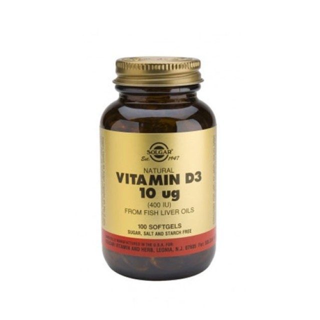 Solgar Vitamin D3 400 iu 100 softgels (Οστά - Δόντια - Ανοσοποιητικό)
