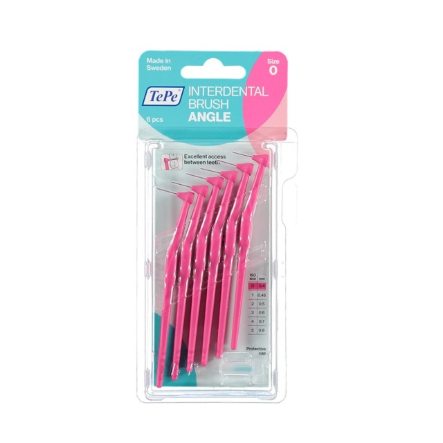 TePe Angle Interdental Brushes 0.40mm 6τεμ (Μεσοδόντια Βουρτσάκια με Κεκλιμένη Κεφαλή Ροζ 0.40mm)