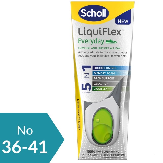 Scholl LiquiFlex Everyday 5in1 Insoles Small (Ανατομικοί Πάτοι Καθημερινής Χρήσης Νο36-41)
