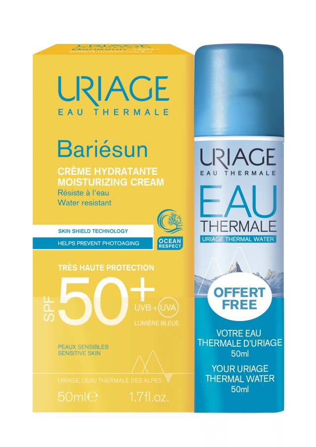 Uriage Bariesun Moisturizing Cream SPF50+ 50ml & ΔΩΡΟ Thermal Water 50ml (ΣΕΤ με Αντηλιακή Κρέμα Προσώπου Πολύ Υψηλής Προστασίας & ΔΩΡΟ Ιαματικό Νερό))