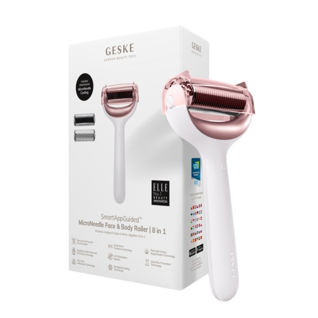 Geske MicroNeedle Face & Body Roller 9in1 Starlight (Συσκευή Προσώπου με Εξαρτήματα Μεσοθεραπείας Ψύξης & Ροζ Χαλαζία)