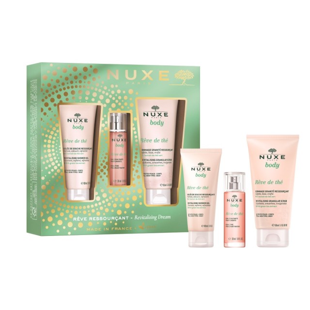 Nuxe Body Reve De The SET Revitalising Shower Gel 100ml & Exalting Fragrant Water 30ml & Revitalising Granular Scrub 150ml