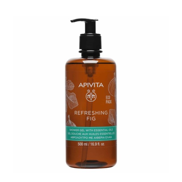 Apivita Refreshing Fig Shower Gel Eco Pack 500ml (Αναζωογονητικό Αφρόλουτρο με Αιθέρια Έλαια)