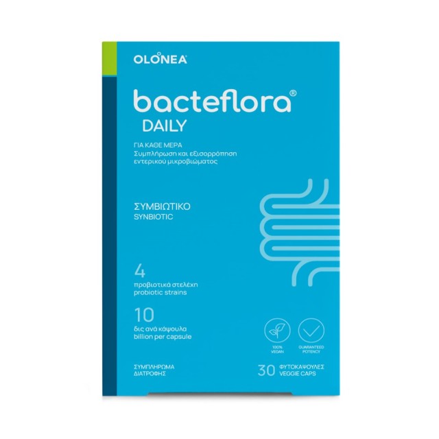OLONEA Bacteflora Daily 4/10 30caps (Συμβιωτικό Συμπλήρωμα Διατροφής με Προβιοτικά & Πρεβιοτικά για τη Φυσιολογική Λειτουργία του Εντέρου)