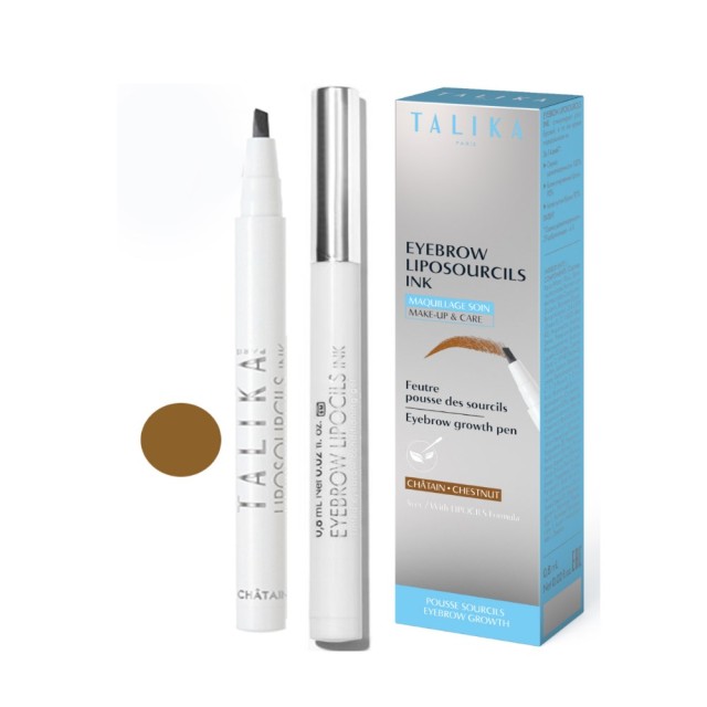 Talika Eyebrow Lipocils Eyebrow Growth Pen Chestnut (Θεραπευτικό & Σχεδιαστικό Στυλό Φρυδιών Ξανθό Σκούρο Χρώμα)