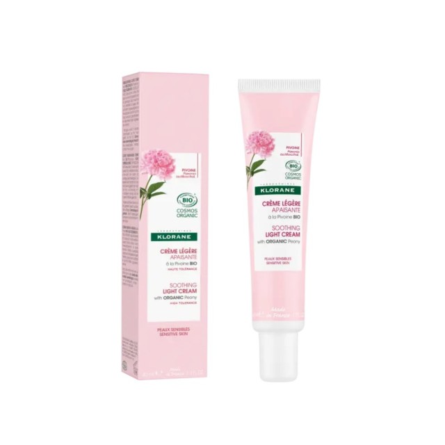 Klorane Peony Soothing Light Cream 40ml (Ανάλαφρη Καταπραϋντική Κρέμα Προσώπου με Βιολογική Παιώνια για Ευαίσθητη Επιδερμίδα)