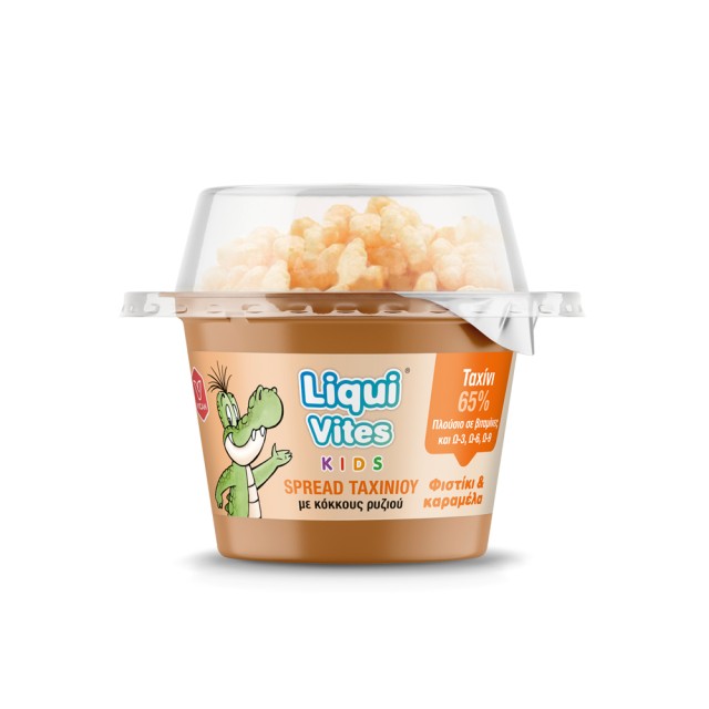Liqui Vites Tahini Spread with Rice Grains Peanut & Caramel 44gr (Άλειμμα Ταχινιού με Υπέροχη Γεύση Φυστίκι & Καραμέλα)