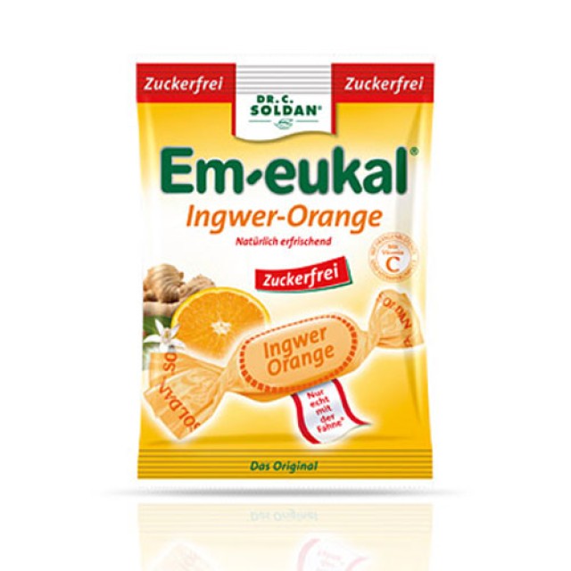 Em Eukal Sugarfree Orange Ginger (Καραμέλες Χωρίς Ζάχαρη Γεύση Πορτοκάλι) 50gr