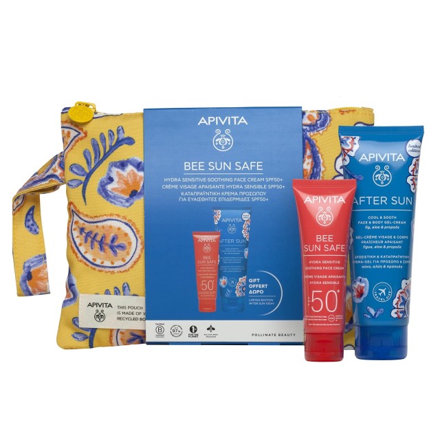 Apivita SET Bee Sun Safe Hydra Sensitive Soothing Face Cream SPF50+ 50ml & GIFT After Sun Face & Body Gel Cream 100ml