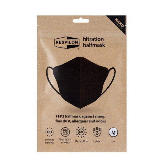 Respilon RespiPro Carbon FFP2 Nanofiber Respirator Medium 3 τεμάχια (Μάσκα Ενισχυμένης Προστασίας με Μεμβράνη Νανοϊνας)