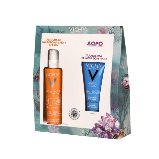 Vichy SET Capital Soleil Cell Protect Invisible Water Fluid Spray SPF50+ 200ml & ΔΩΡΟ Soothing After Sun Milk 100ml (ΣΕΤ με Αντηλιακό Γαλάκτωμα Προσώπου & Σώματος & ΔΩΡΟ Γαλάκτωμα για Μετά τον Ήλιο)