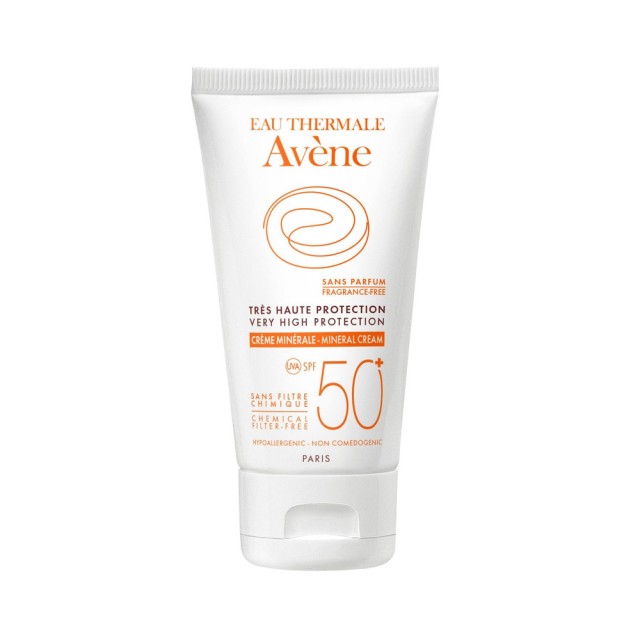 Avene Sun Care Cream Mineral SPF50 50ml (Αντηλιακή Κρέμα Προσώπου για Μη Ανεκτικό Δέρμα)
