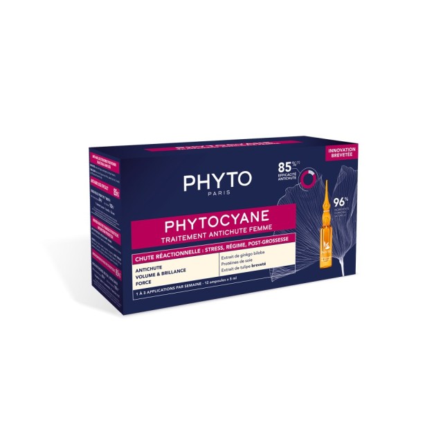Phyto Phytocyane Women Anti Hair Loss Treatment 12x5ml (Αγωγή Κατά της Γυναικείας Αντιδραστικής Τριχόπτωσης)