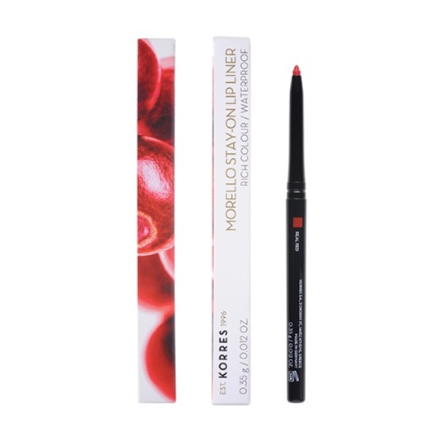 Korres Morello Stay On Lip Liner 02 Real Red 0.35gr (Μηχανικό Μολύβι Χειλιών - Κόκκινο Χρώμα)