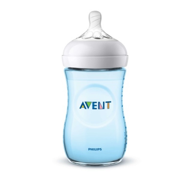 Avent Natural Baby Bottle Blue SCF035/17 1m+ 260ml (Μπιμπερό με Θηλή Αργής Ροής για Μωρά 1m+) 