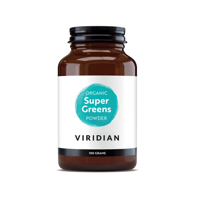 Viridian Organic Super Greens Powder 100gr (Συμπλήρωμα Διατροφής με Βιταμίνες, Ιχνοστοιχεία & Διαλύτες Φυτικών Ινών)