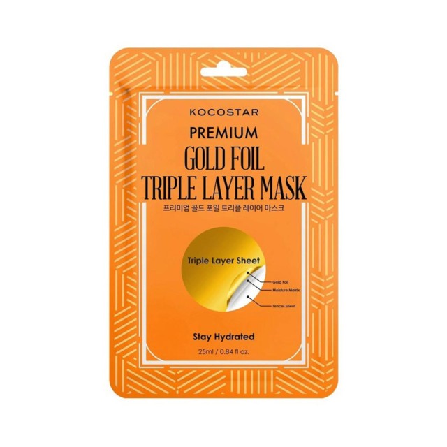 Kocostar Premium Gold Foil Triple Layer Mask 1τεμ (Εμποτισμένη Μάσκα Προσώπου για Ενυδάτωση)