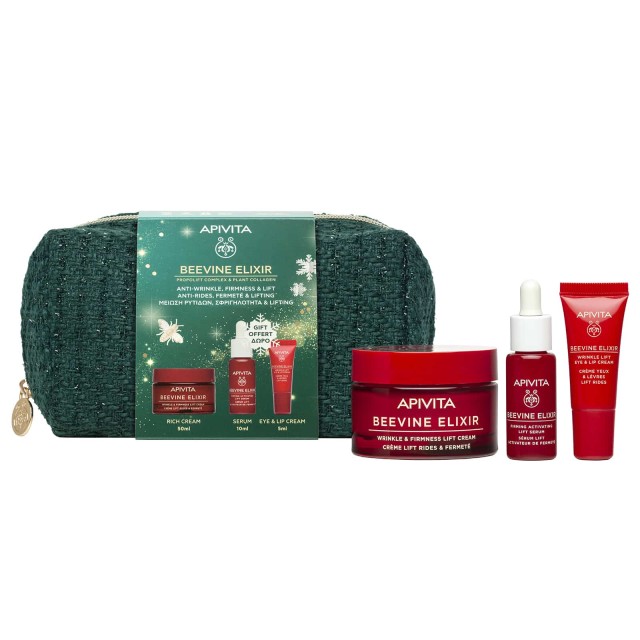 Apivita SET Beevine Elixir - Rich Texture (ΣΕΤ Αντιγήρανσης & Σύσφιξης Προσώπου & Ματιών - Πλούσια Υφή)