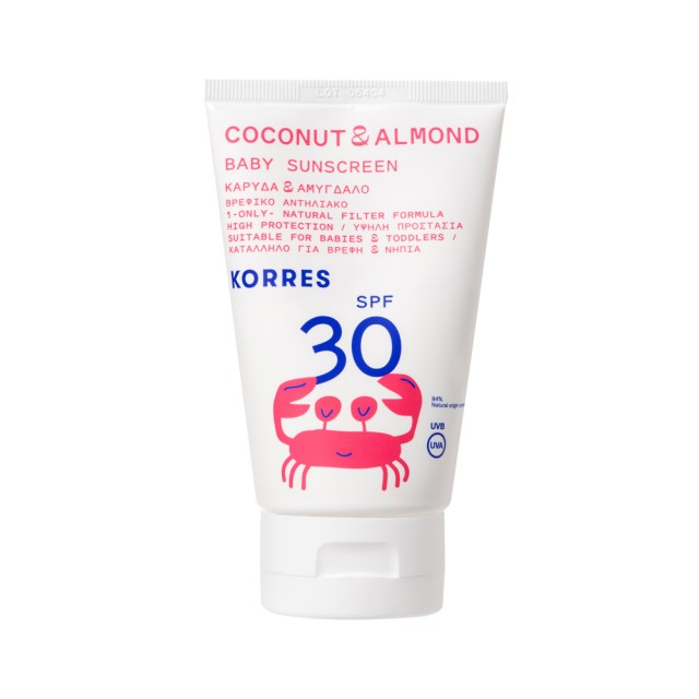 Korres Coconut & Almond Baby Sunscreen SPF30 100ml (Βρεφικό Αντηλιακό Καρύδα & Αμύγδαλο με Υψηλή Προστασία για Πρόσωπο & Σώμα)