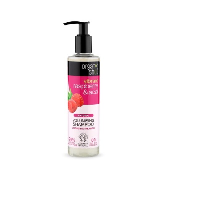 Natura Siberica Organic Shop Volumising Shampoo Raspberry & Acai 280ml (Σαμπουάν για Όγκο με Οργανικό Βατόμουρο & Acai)