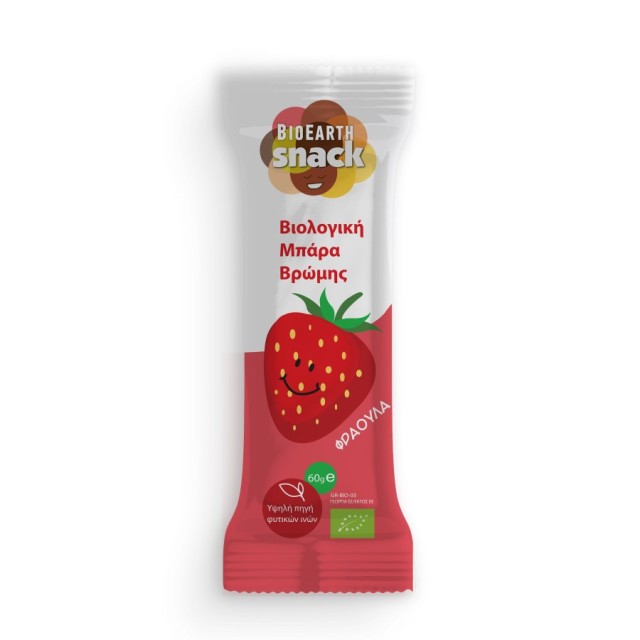 Bioearth Snack Choco Strawberry Oat Bar 60gr (Μπάρα Βρώμης Κακάο-Φράουλα)