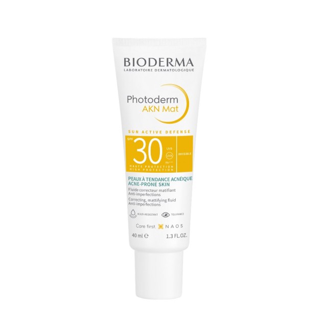 Bioderma Photoderm AKN Mat SPF30 Sun Active Defense 40ml (Αντηλιακή Κρέμα Προσώπου με Ματ & Αόρατο Α