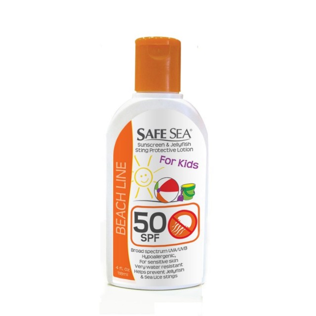 Safe Sea Sunscreen & Jellyfish Sting Protective Lotion Kids SPF50 118ml (Παιδικό Αντηλιακό Γαλάκτωμα για Προστασία από τα Τσιμπήματα των Μεδουσών)