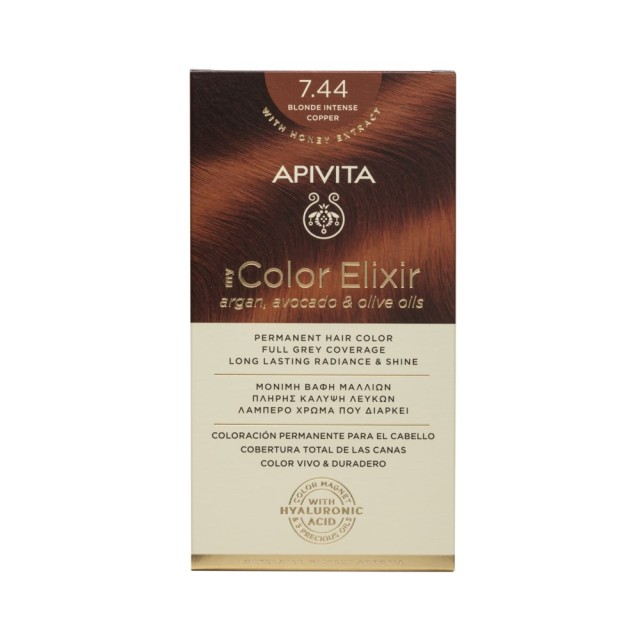 Apivita My Color Elixir N 7.44 (Βαφή Μαλλιών - Ξανθό Έντονο Χάλκινο Χρώμα)