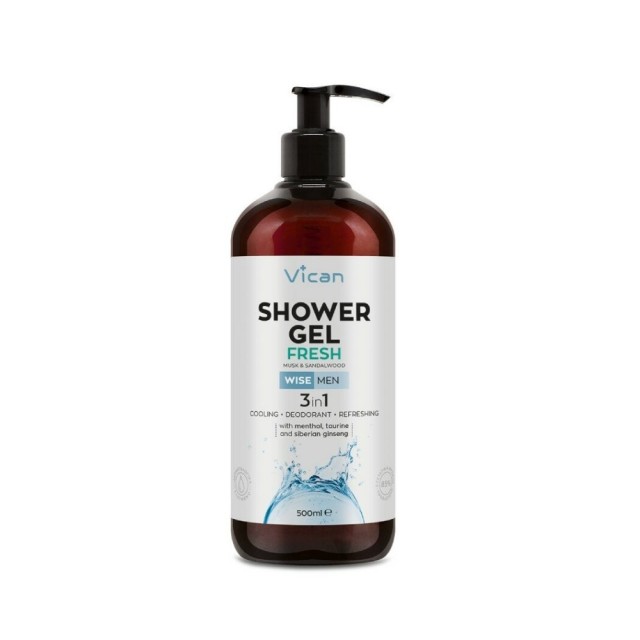 Vican Wise Men Fresh Shower Gel 500ml (Ανδρικό Αφρόλουτρο με Άρωμα Σανταλόξυλου & Μusk)