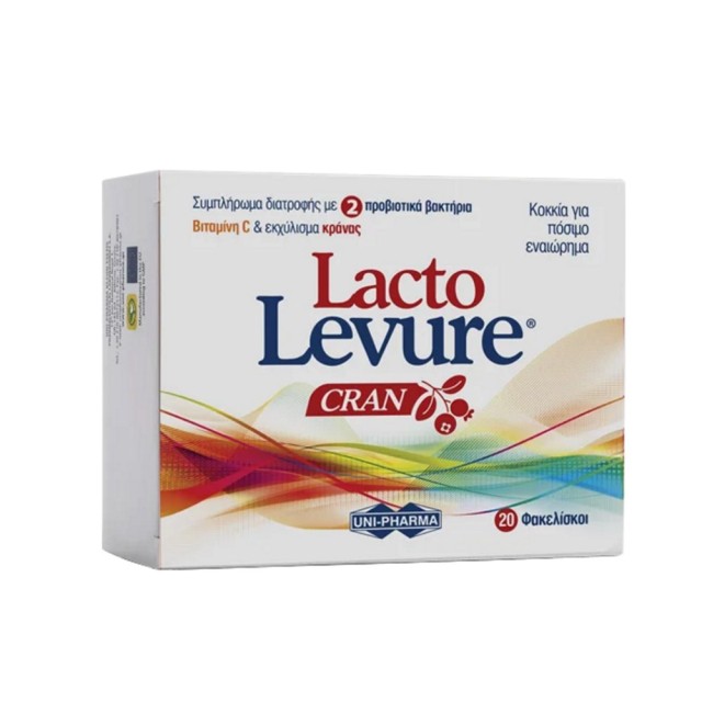Unipharma Lactolevure Cran 20φακελίσκοι (Συμπλήρωμα Διατροφής με 2 Προβιοτικά, Βιταμίνη C & Εκχύλισμα Κράνας)