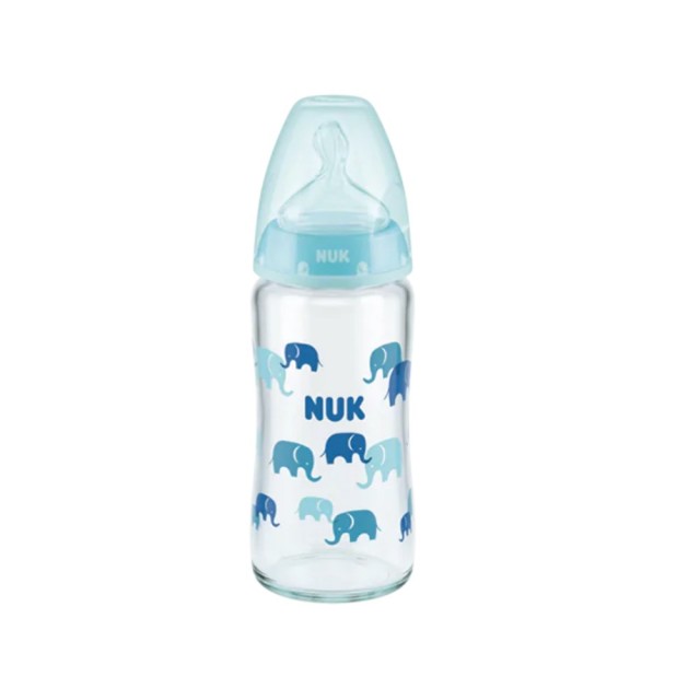 Nuk First Choice Plus Glass Bottle 240ml 0-6m (Γυάλινο Μπιμπερό με Δείκτη Ελέγχου Θερμοκρασίας 0-6μ)