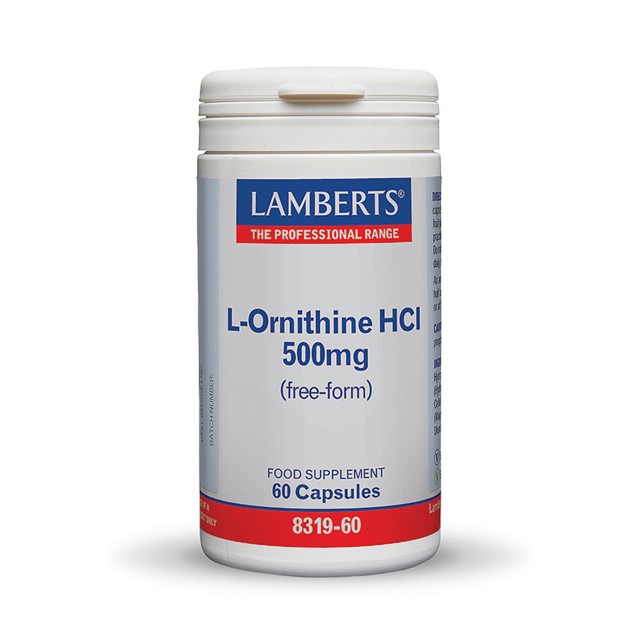 Lamberts L Ornithine 500mg 60caps (Ορνιθίνη Υψηλής Καθαρότητας & Ελεύθερης Μορφής)