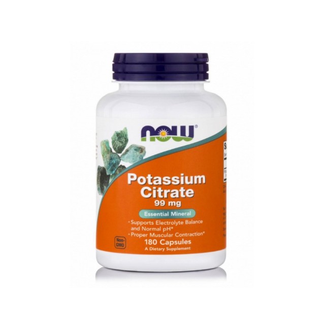 Now Foods Potassium Citrate 99mg 180caps (Συμπλήρωμα Διατροφής με Κιτρικό Κάλιο για την Ισορροπία τω