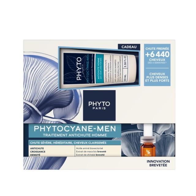 Phyto Phytocyane Men SET (Αγωγή Κατά της Τριχόπτωσης για Άνδρες με Σαμπουάν & Αμπούλες)