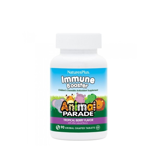 Natures Plus Animal Parade Kids Immune Booster 90tabs (Παιδικές Μασώμενες Πολυβιταμίνες για Ενίσχυση του Ανοσοποιητικού με Γεύση Τροπικά Φρούτα)