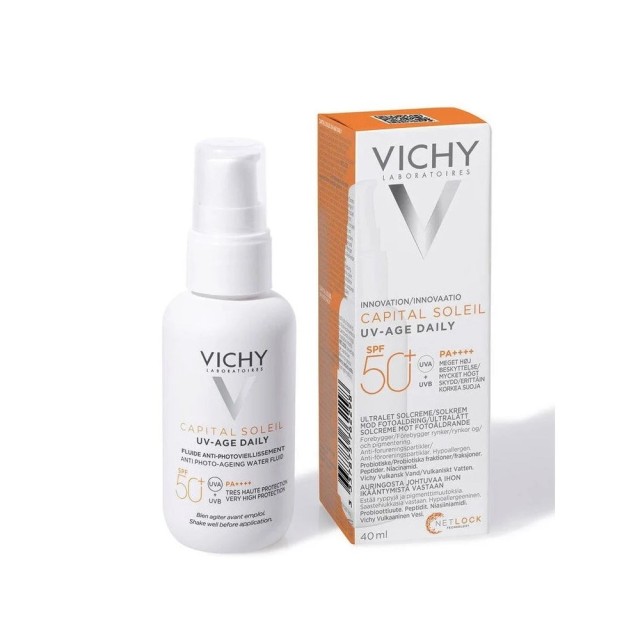 Vichy Capital Soleil UV-Age Daily Water Fluid SPF50+ 40ml (Λεπτόρρευστο Αντηλιακό Προσώπου Κατά της Φωτογήρανσης)