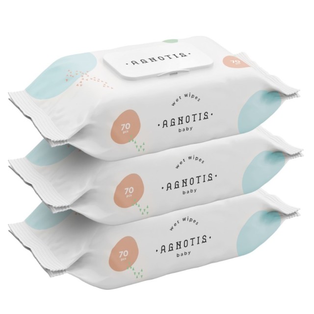 Agnotis Baby Wipes 70τεμ 2+1 ΔΩΡΟ (Βρεφικά Μωρομάντηλα)