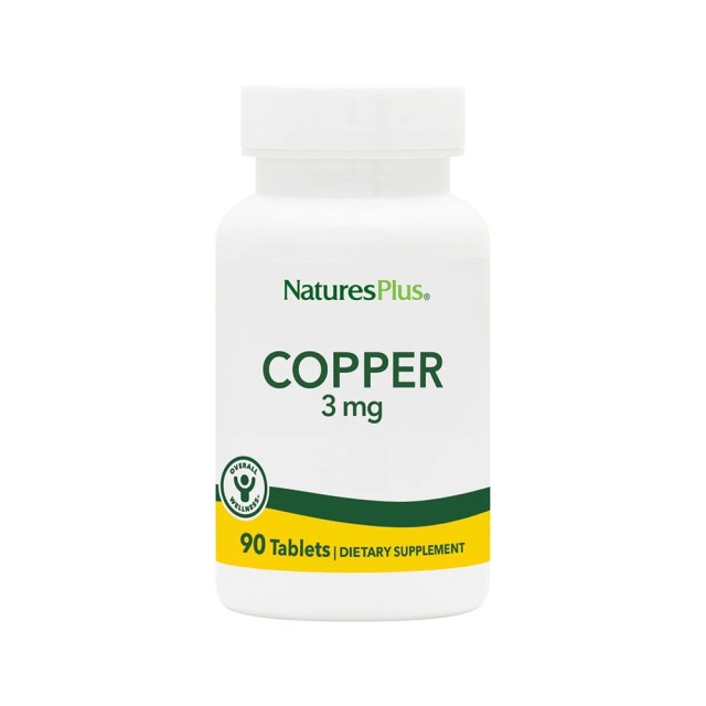 Natures Plus Copper 3mg 90tab (Χαλκός - Ανοσοποιητικό σύστημα - Αντιοξειδωτική δράση)