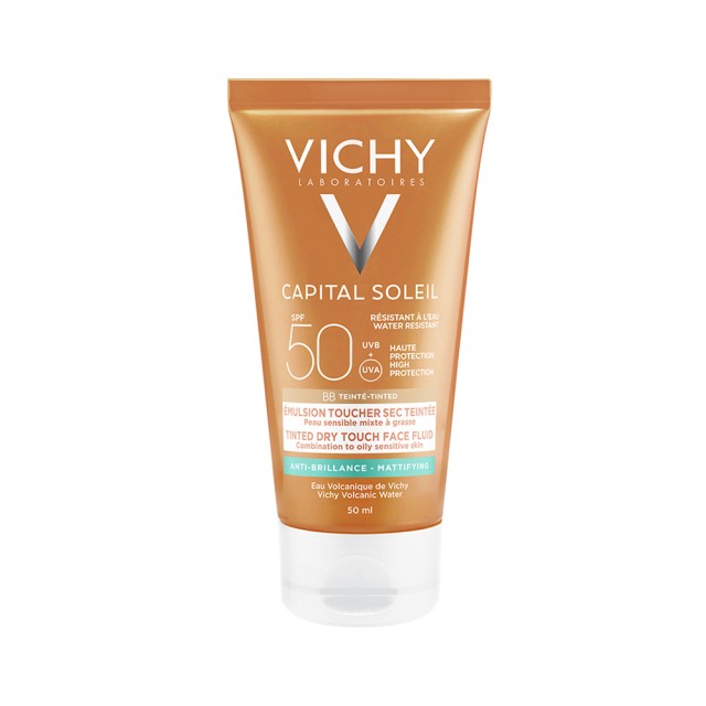 Vichy Ideal Soleil Mattifying Face Tinted Dry Touch SPF50+ 50ml (Αντηλιακή Κρέμα Προσώπου με Χρώμα για Ματ Αποτέλεσμα)