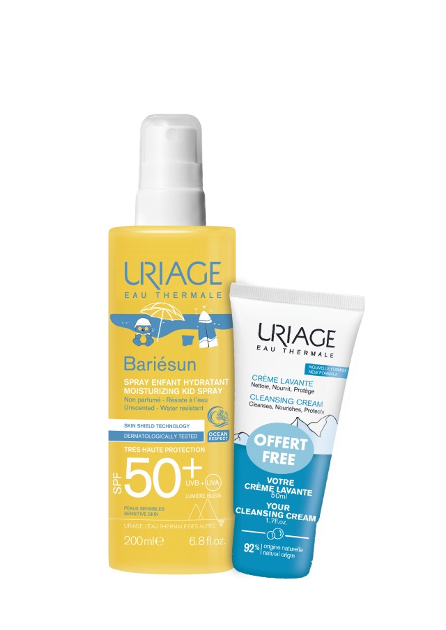 Uriage SET Bariesun Moisturizing Kid Spray SPF50+ 200ml & GIFT Cleansing Cream 50ml