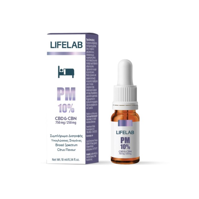 Lifelab PM 10% CBD & CBN 10ml (Συμπλήρωμα Διατροφής σε Μορφή Ελαίου για Ισορροπία, Ευεξία & Χαλάρωση το Βράδυ)