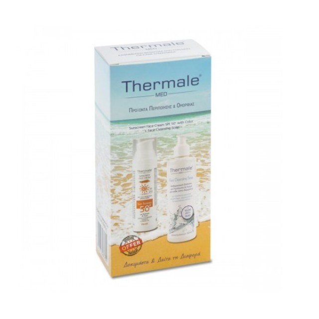 Thermale Med SET Sunscreen Face Cream SPF50+ 75ml & Face Cleansing Soap 250ml