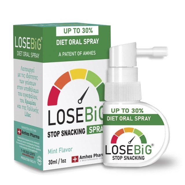 Amhes Pharma Losebig Stop Snacking Diet Oral Spray Mint 30ml (Συμπλήρωμα Διατροφής που Περιορίζει τη