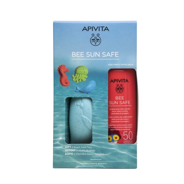 Apivita Bee Sun Safe SET Hydra Sun Kids Lotion SPF50 200ml & GIFT 3 Beach Sand Toys