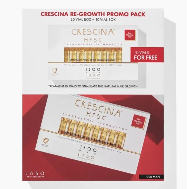 Crescina Transdermic HFSC Man 1300 20x3,5ml & ΔΩΡΟ 10x3,5ml (Αγωγή για Άνδρες με Αραίωση Μαλλιών σε Προχωρημένο Στάδιο & Πολύ Έντονη Τριχόπτωση)