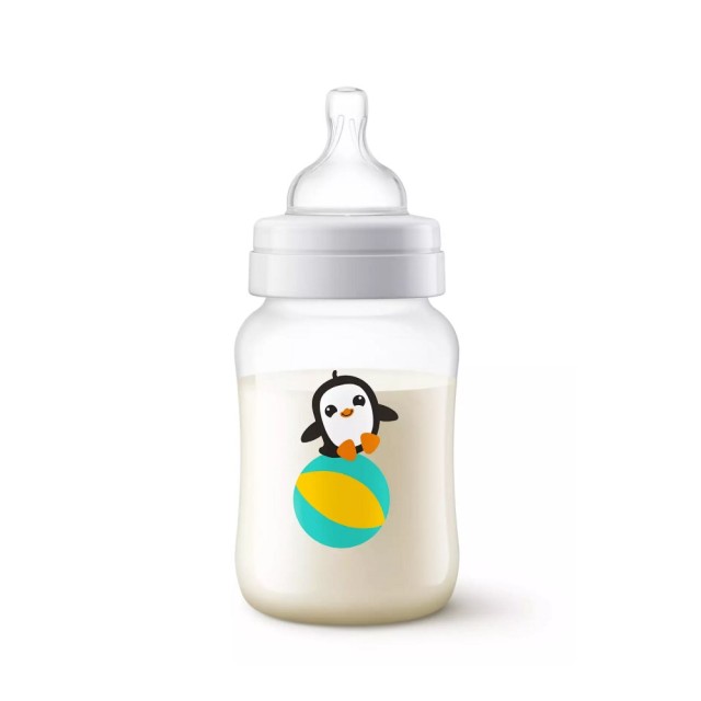 Avent Penguin AntiColic Bottle SCF821/13 260ml (Μπιμπερό Κατά των Κολικών με Σχέδιο Πιγκουίνο)  